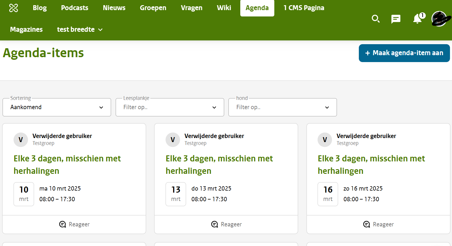 Screenshot evenementen 1